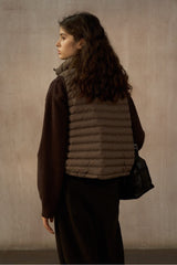 Bud-Shaped Stand-Collar Short Quilted Vest