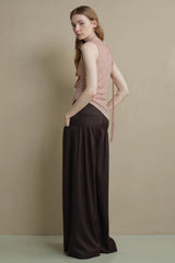 Asymmetrical Hem Pleated Streamer Halterneck Vest
