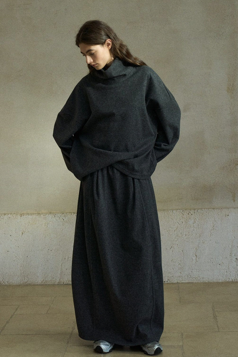 High-Neck Loose Knitted Sweatshirt