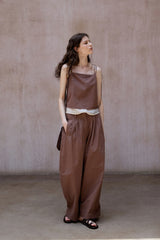 Pleated Wide-Leg Casual Pants