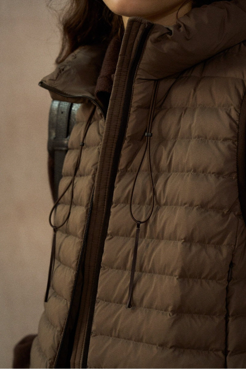 Bud-Shaped Stand-Collar Short Quilted Vest