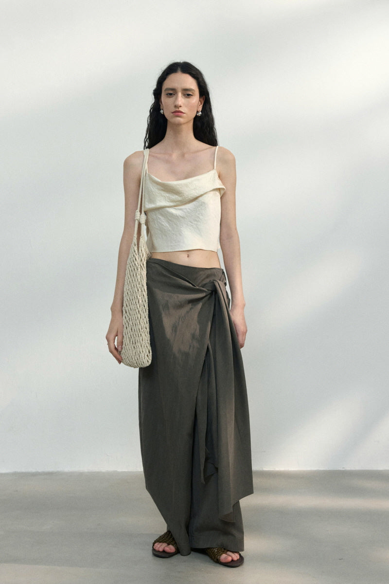 Lace-Up Wide-Leg Slacks