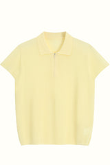 Polo Neck Loose Short Sleeve Top