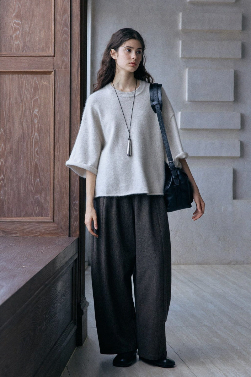 Lazy Loose Mid-Sleeve Pullover
