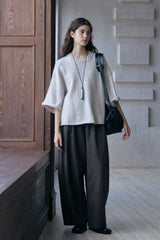 Lazy Loose Mid-Sleeve Pullover