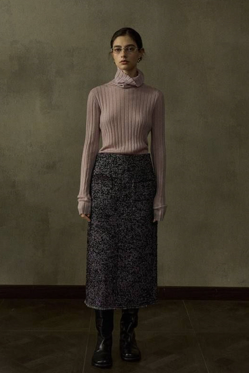 Jacquard Pattern Tweed Skirt