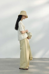 Lace-Up Wide-Leg Slacks