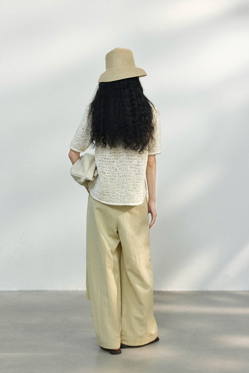 Lace-Up Wide-Leg Slacks