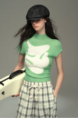 Pleated Check Flying Pigeon T-Shirt