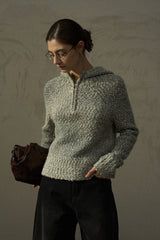 Semi-Turtleneck Beaded Pullover Sweater