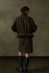 High-Waisted Padded A-Line Skirt