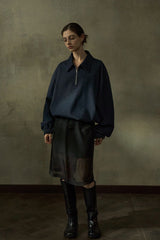 Lapel Loose Dropped Shoulder Sweatshirt