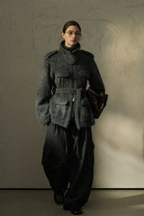 Stand Collar Multi-Pocket Plush Jacket