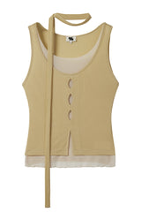 Cut-Out Cardigan Fake Two-Piece Vest