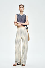 High-Waisted Curved Wide-Leg Pants