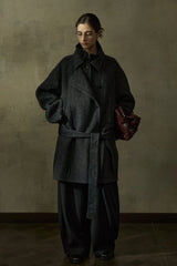 Double Placket Stand-Up Collar Woolen Jacket