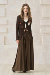 Pleated High-Waist Midi Skirt