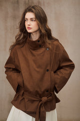 Stand-Up Collar Cropped Trench Coat