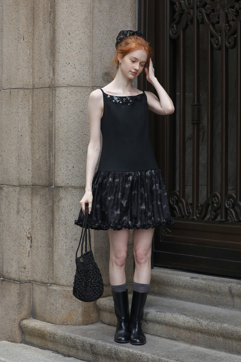 Beaded Spliced Slip Dress