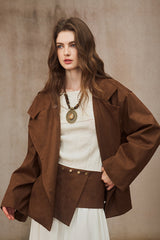 Stand-Up Collar Cropped Trench Coat