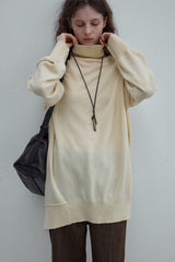 Lazy Turtleneck Asymmetrical Pullover Top