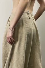 Side-Pleated Loose Wide-Leg Pants