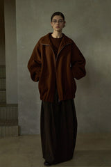 Stand-Up Collar Dropped-Shoulder Reversible Coat