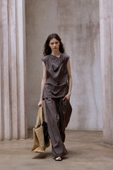 Asymmetric Slanted Placket Sleeveless Top