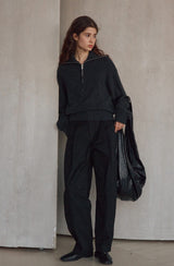 Pleated Curved Slacks