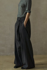 Diagonal Placket Lace-Up Slacks