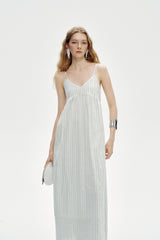 Striped Backless Slip Dress