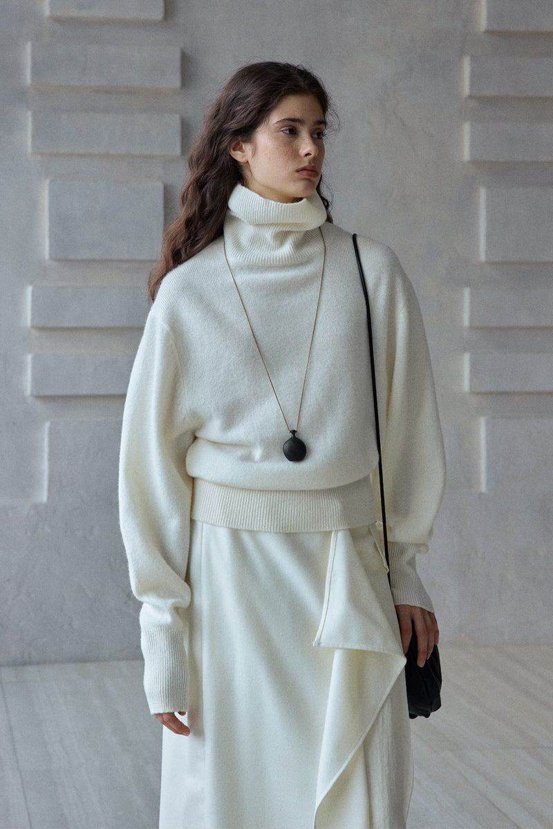 Relaxed Batwing Turtleneck Sweater