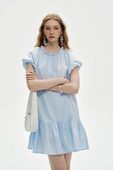 Round Neck Puff Sleeve Loose Dress