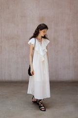 Ruffle Drape Sleeveless Dress