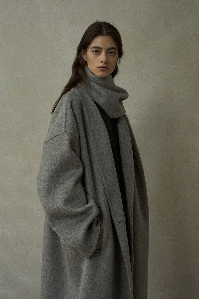 Oversized Tweed Wool Scarf