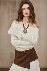 One-Shoulder Lapel Sweater
