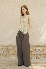 Accordion Pleated Wide-Leg Suit Pants