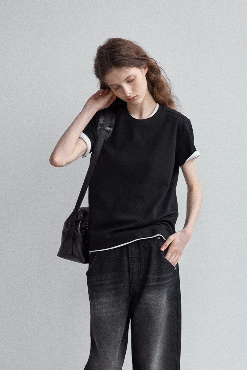 Round Neck Flutter Sleeve T-Shirt