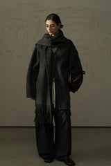 Reversible Tassel-Scarf Duffle Jacket