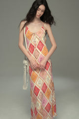 Bias-Cut Bohemian Pattern Slip Dress