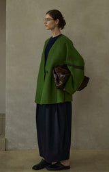 Horn Button V-Neck Reversible Duffle Jacket