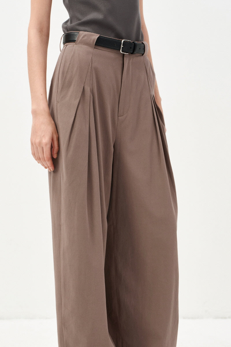 Pleated Straight-Leg Suit Pants