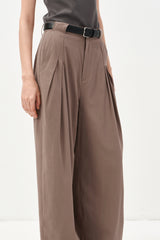 Pleated Straight-Leg Suit Pants