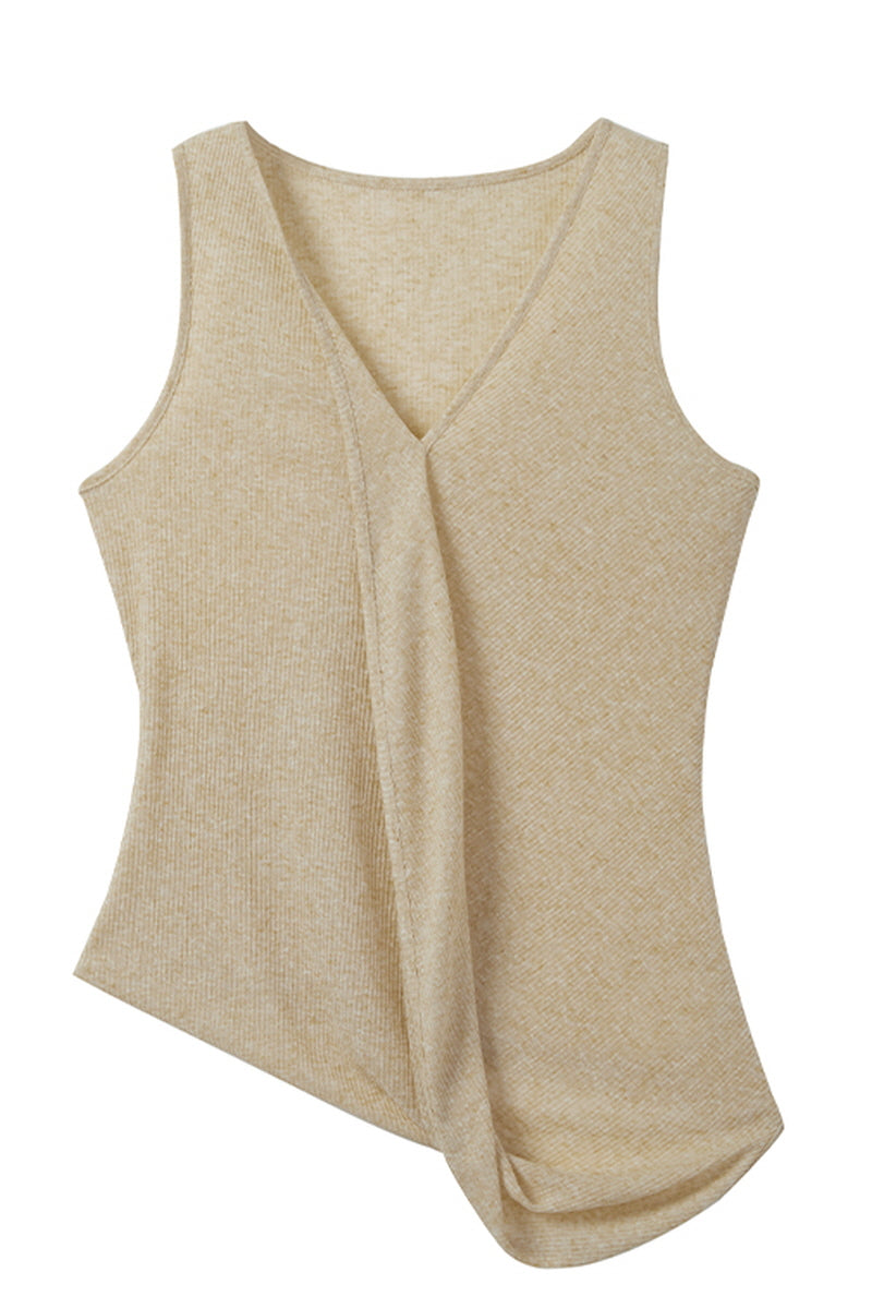 Asymmetrical Draped Pleated Knit Vest
