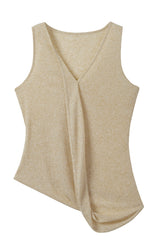 Asymmetrical Draped Pleated Knit Vest