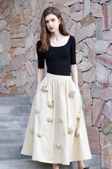 Three-Dimensional A-Line Long Skirt