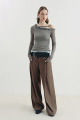 Twisted Neck Asymmetrical Contrast Knit Top