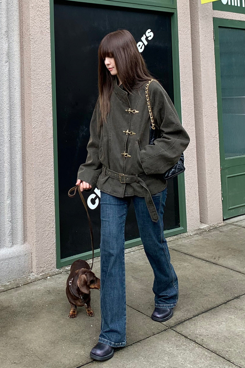 Belted Buckle Jacket Coat