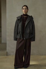 Reversible Hooded Open-Placket Jacket