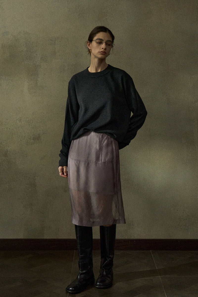 Low-Waisted Sheer Simple Skirt